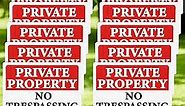12 Pcs No Trespassing Signs Private Property Sign with Stake for Outside 12 x 8 Inch No Trespassing Sign Weatherproof Warning Signs for Property Security Outdoor Yard Home