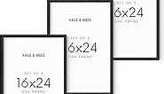HAUS AND HUES 16x24 Frame 3 Pack - Set of 3, Black Picture Frames 16x24, 16x24 Picture Frames for Wall, Poster Frames 16x24, 16 x 24 Frames, Frames 16x24 (Black Oak Frame)