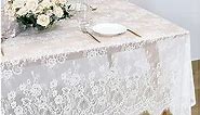 Wedding White Lace Tablecloth Exquisite Wedding Tablecloth Lace Fabric 60x120 inches Vintage Lace Overlay for Rectangle Outdoor Party Decoration Classic White Tablecloth