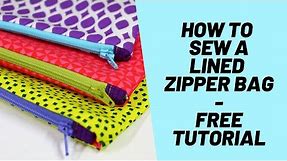 How to Sew a Lined Zipper bag - Easy Zipper bag FREE Tutorial - Fast Zipper Pouch, Easy Zipper Purse