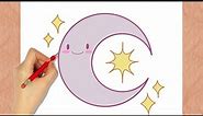 How to Draw The Moon Kawaii