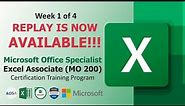 Microsoft Office Specialist: Excel Associate (MO 200) Certification Training Program Part 1 of 4