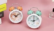 Kids Alarm Clock Cute Cartoon Flower Loud Bell Alarm Clock Non-Ticking Desk Clock with Night Light