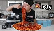 Most Korean Fire Noodles Ever Eaten (x15 Packs) | 불닭 볶음면 도전