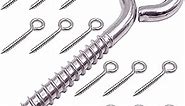 ZUSFUL 12-Pack 304 Stainless Steel Screw Eyes, Heavy Duty Screw in Eye Hooks Ring for Yoga, Swing Chair, Indoor & Outdoor, Self Tapping, 3.2"