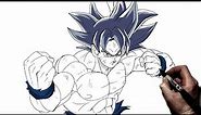 How To Draw Goku UI (Fight Stance) | Step By Step | Dragonball