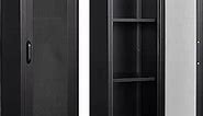 Anxxsu Metal Locker Storage Locker, 50" Lockable Lockers for Employees, Home, Office, School, Assemble Required (Black-Mesh Door)
