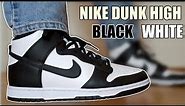 NIKE DUNK HIGH BLACK WHITE PANDA REVIEW & ON FEET + SIZING...HOW GOOD ARE THESE?