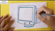 How to draw a computer monitor - How to draw a monitor step by step easy