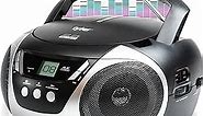 Tyler Portable Boombox CD Player AM/FM Radio Combo, Dynamic Boom Box CD Players for Home/Outdoor Portable Stereo with Speakers, Long Antenna for Best Reception Aux Input/3.5mm Headphone Jack, Silver