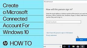 Create a Microsoft Connected Account For Windows 10 | HP Computers | HP Support