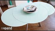 Butterfly Round Glass extending table demonstration