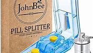 JohnBee Pill Cutter | Best Pill Cutter for Small or Large Pills | Designed in the USA| Cuts Vitamins | Includes Keychain Pill Holder (Blue)