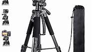 Torjim 74” Camera Tripod with Travel Bag, Extendable Cell Phone Tripod Stand with Wireless Remote and Phone Holder, Compatible with All Cameras/iPhone/Android/Sport Camera