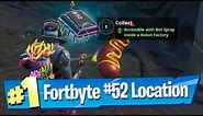 Fortnite Fortbyte #52 Location - Accessible with Bot Spray inside a Robot Factory