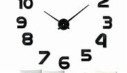 VREAONE Large Wall Clock for Living Room Decor,Frameless DIY Modern 3D Wall Clock with Mirror Numbers Stickers for Home Bedroom Office Wall Decorations Ideas(Black)