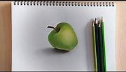 How to draw apple||green apple realistic drawing||step by step apple drawing