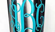 Custom Personalized Vine Monogram Initial Letter Sticker Decal Compatible with All Yeti Cups, Phone, Laptops, Tumblers, Car Windows, Boats, Notebooks (Many Sizes and Glitter Options Available)