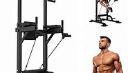 Power Tower Pull Up Bar for Home Gym, Multi-Function Pull Up Bar Stand Dip Bar Station, Adjustable Height Workout Dip Station Strength Training Fitness Equipment