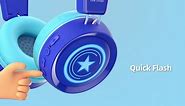 Link Dream Kids Bluetooth Headphones with Microphone for School On-Ear Headphone Toddler Children Wireless Headphone Headset with LED Lights Compatible with Cellphone/Computer/Tablet/iPad (Blue)