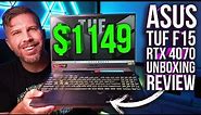Asus TUF F15 (RTX 4070) Unboxing Review! 10+ Game Benchmarks, Display, Speaker, Thermals, Fan Noise!