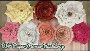 Paper Flower Backdrop | Pink, White, and Gold theme Party Backdrop | FREE TEMPLATE DOWNLOAD