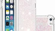 Compatible with iPhone 5 Case, iPhone 5s Case Glitter Luxury Cute Love Liquid Quicksand Clear Soft TPU Girls Women Stylish Bumper Shockproof Protective Case for iPhone 5 / 5S Pink YB