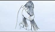 How to Draw cute couple Hugging step by step || couple drawing ||