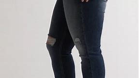 (W27101EAE308) Plus Size Boyfriend Mid Rise Slim Leg Jeans
