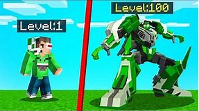 Level 1 vs. Level 100 MEGA ROBOT In Minecraft!