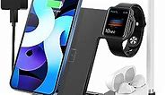 4 in 1 Wireless Charging Station,2021 Upgraded Fast Charging Dock Stand for iWatch Series 7/6/SE/5/4/3/2, AirPods & Pencil, Compatible with iPhone13/12Pro/11/XS/XR/8