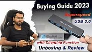 Amkette 4 Port Superspeed USB Hub 3.0 for PC/Laptops with Charging Function - Unboxing & Review 2023
