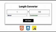 length converter using HTML CSS and JavaScript