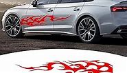 Bilisin Universal Vinyl Flame Graphics Car Body Side Sticker Flame Sports Racing Stripe Decals Decoration for All Cars SUV Truck Off-Road Vehicles 2Pcs Red