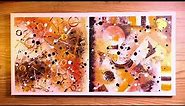Cool Brown Abstract Painting / Fun In Acrylics / Creating Textured Surface With Random Tools