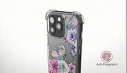 Hungo iPhone 15 Pro Case for Women Clear Design Cute,Girly Girls Designer Case Compatible with iPhone 15 Pro Blue Watercolor Spring Floral Bouquets Peony Rose Plants Natural