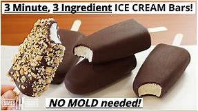 3 Minute, 3 Ingredient CHOCOLATE ICE CREAM Bars! No mould required! Easy Ice Cream Recipe !