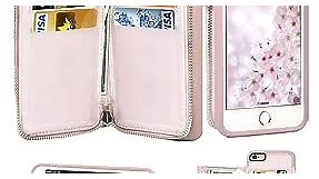LAMEEKU iPhone 6S Plus Wallet Case, iPhone 6 Plus Card Holder Case, Leather Cases with Protective Credit Card Slot Zipper Pocket Wallet Back Flip for Apple iPhone 6S Plus / 6 Plus 5.5" - Rose Gold