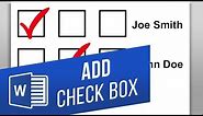 How to Insert a Checkbox in Word | Make a Checklist in Word | Add a Fillable Checkbox in Word
