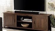 Walker Edison Ashbury Coastal Style Grooved Door TV Stand for TVs up to 80 Inches, 70 Inch, Dark Walnut