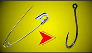 Make a handmade fishing hook with a safety pin | Fishing Hacks | Diy