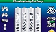 Eneloop Panasonic BK-4MCCA4BA AAA 2100 Cycle Ni-MH Pre-Charged Rechargeable Batteries, 4-Battery Pack