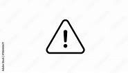 Warning Icon Animation. White exclamation point (mark) on a black line triangle. Transparent background. 4K Video