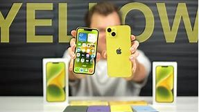 YELLOW iPhone 14 & 14 Plus - Color Comparison & Silicone Case Combos!