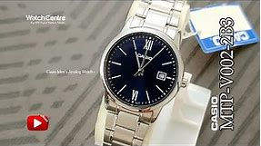 Casio New MTP-V002D-2B3 Blue Analog Dial & Silver Steel Chain Men's Hand Watch