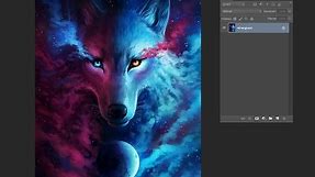 Speedpainting - Where Light and Dark Meet - Galaxy Wolf Drawing in Photoshop - Time Lapse