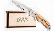 Personalized Pocket Knife Engraved Folding Knives Groomsmen Proposal Gifts Custom Knife Mens Gift Idea Monogrammed Knife in Wooden Box Bachelor Party Gifts for Him