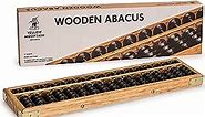 Yellow Mountain Imports Vintage Style Wooden Abacus - 13.9 Inches (35.3 Centimeters) - Professional 17 Column Soroban Calculator with Reset Button - Made