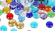 DomeStar 1LB Flat Glass Marbles, Mixed Color Glass Beads Bulk Vase Fillers Gemstones Decorative Pebbles for Table Aquarium Home Decor DIY Craft
