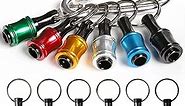 katerk 6 pcs 1/4 inch Hex Shank Aluminum Alloy Screwdriver Bits Holder, Light-weight Quick-change Extension Bar Keychain Drill Screw Adapter Change Portable (With Silver Carabiner)